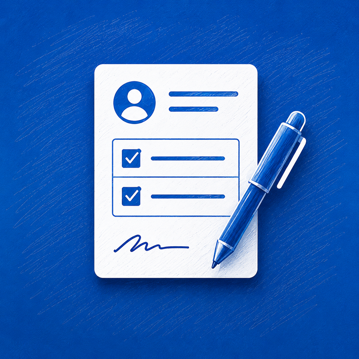 Registration checklist and pen sketch
